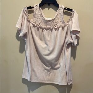 LC Lauren Conrad Lace Cold Shoulder Blouse -  (light stains on the front)